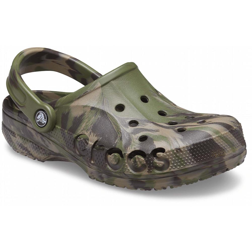 Green Men's Crocs Baya Marbled Clogs | NZ 0780MQZA